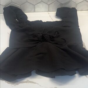 SHEIN Elegant‎ Black Ruffle Blouse